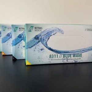 NITRAS BLUE WAVE Nitril Einmalhandschuhe, blau in verschiedenen Größe S,M,L und XL